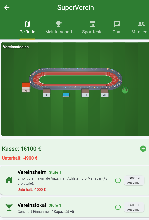 Verein und Trainingsgelände mit ausbaubaren Gebäuden